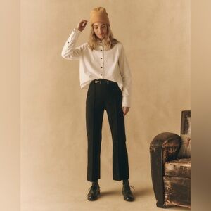 The Velvet Trimmed Prim Trouser in Black